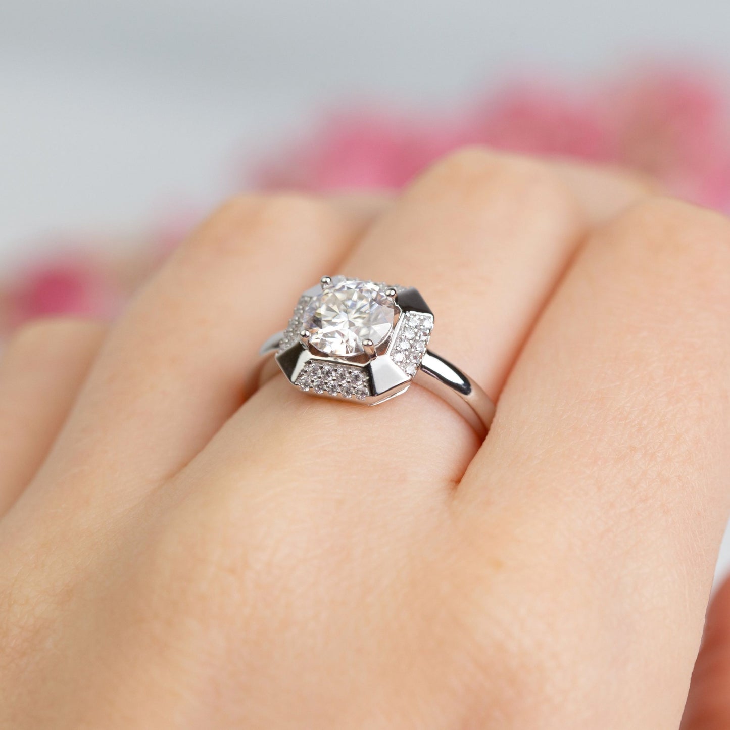 Moissanite Diamond Cocktail Ring