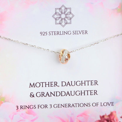 3 Rings for 3 Generations Knot Necklace