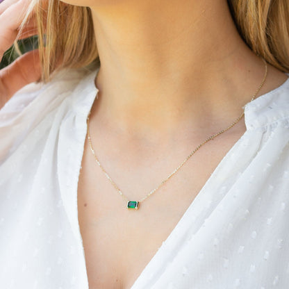 Emerald Baguette CZ Necklace