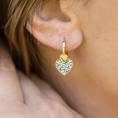 Sparkly Heart Drop Earrings