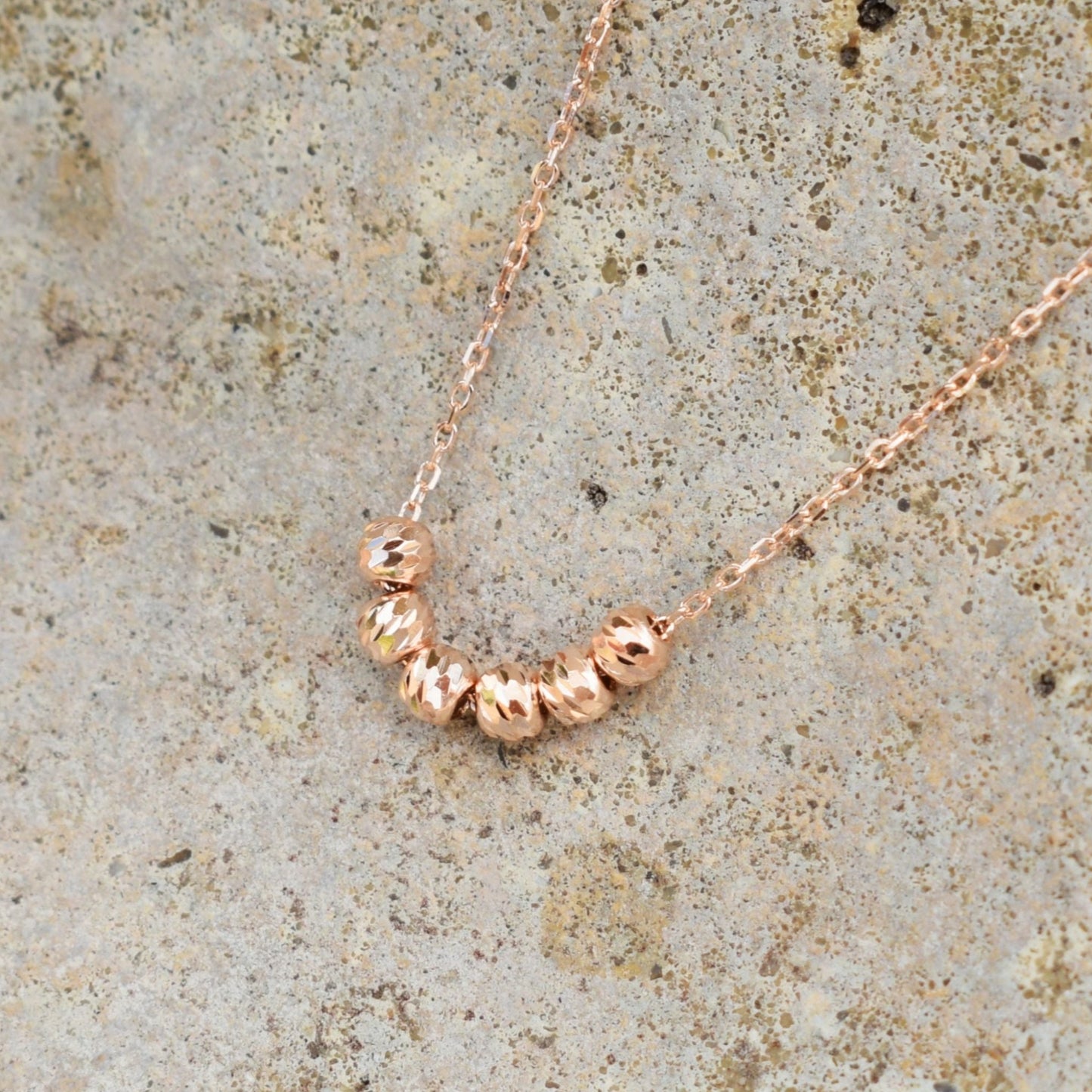 rose gold ball charm necklace gift for her 
